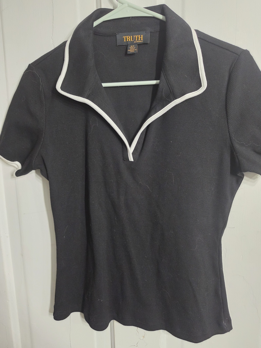 Truth Black Polo with White Piping